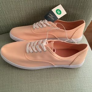 NWT Lunea Canvas Lace-Up Sneakers Tennis Shoes Peach Orange Sz 10